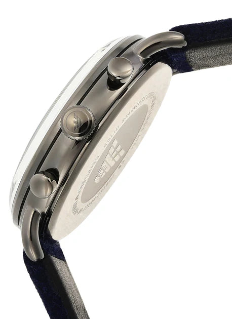 Emporio Armani Aviator Quartz Grey Dial Blue Fabric Strap Watch For Men - AR11144 - Image 7